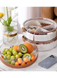 Dessert serving platter with a leather-like handgrip