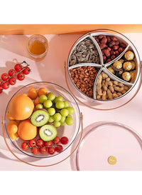 Dessert serving platter with a leather-like handgrip