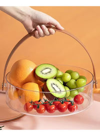 Dessert serving platter with a leather-like handgrip