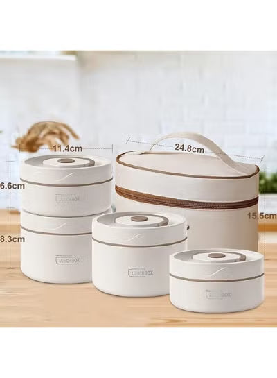 شنطه الانش بوكس طقم مكون 5 قطع- 4 علب مدوره استاليس- 2 علبه مقاس 11.5cm*6cm 2 علبه مقاس 11.5cm*9cm