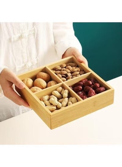 طبق تسالي خشب مقسم 4 خانات