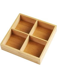 Divided wooden snack tray with 4 compartments